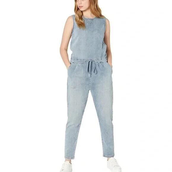 Joe's Jeans NWOT Sleeveless Tapered Leg Denim Drawstring Jumpsuit Blue Size S - Picture 1 of 6